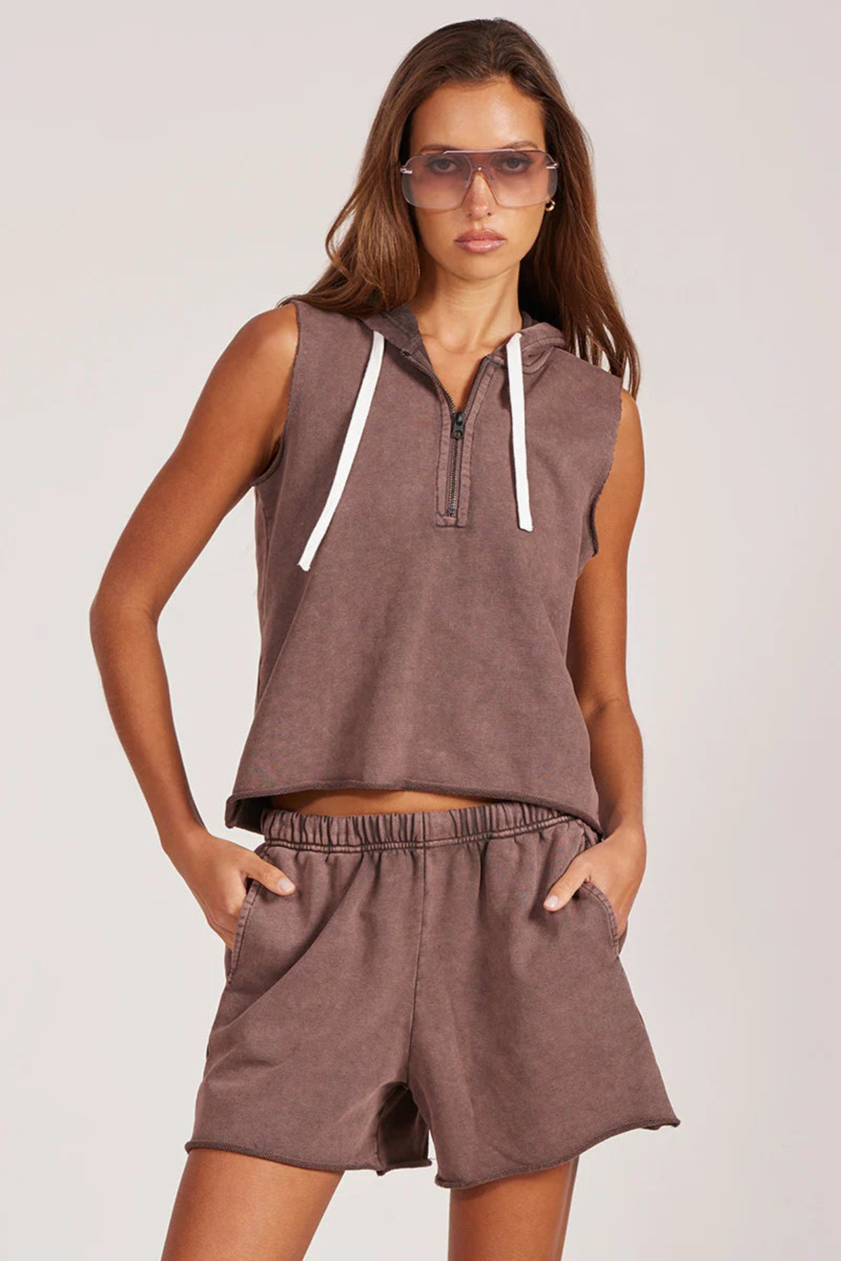 Sleeveless Hoodie | Faded Umber