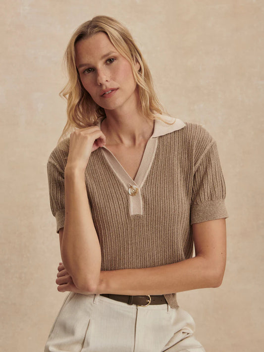 Perrine Knit Polo | Sepia Twist