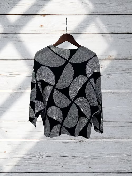 Crinkle Blouse | Blk/Grey