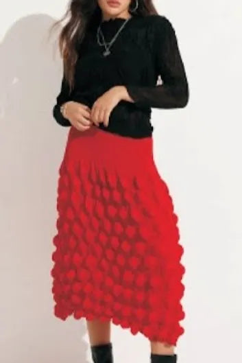 Red Crinkle Skirt