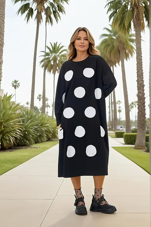 Dot Sweatshirt Dress