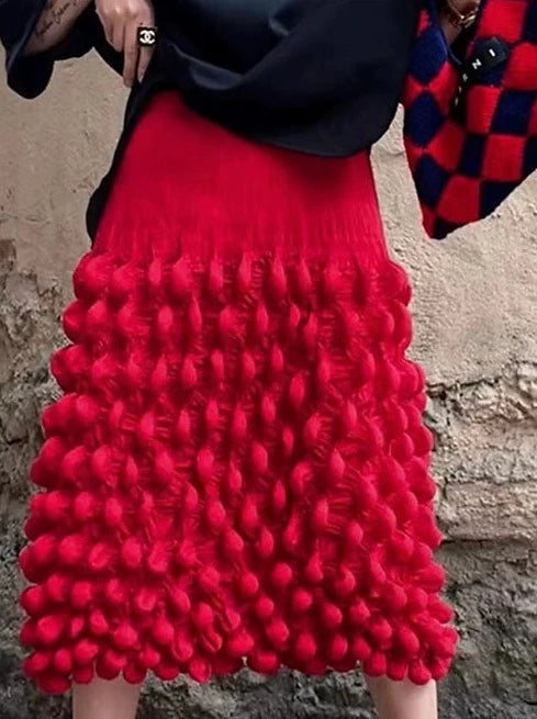 Red Crinkle Skirt