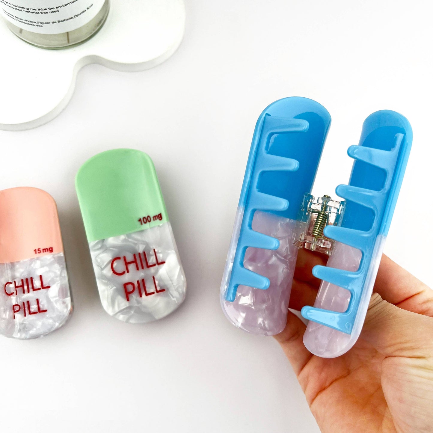 Sweet Dream Sleep Pill Acetate Hair Claw Clip: Green