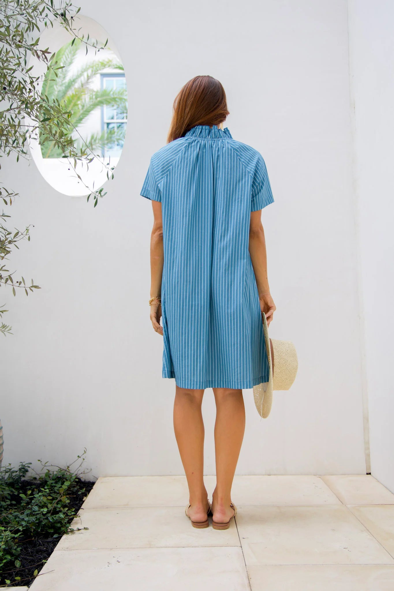 Sarah Dress | Teal Stripe