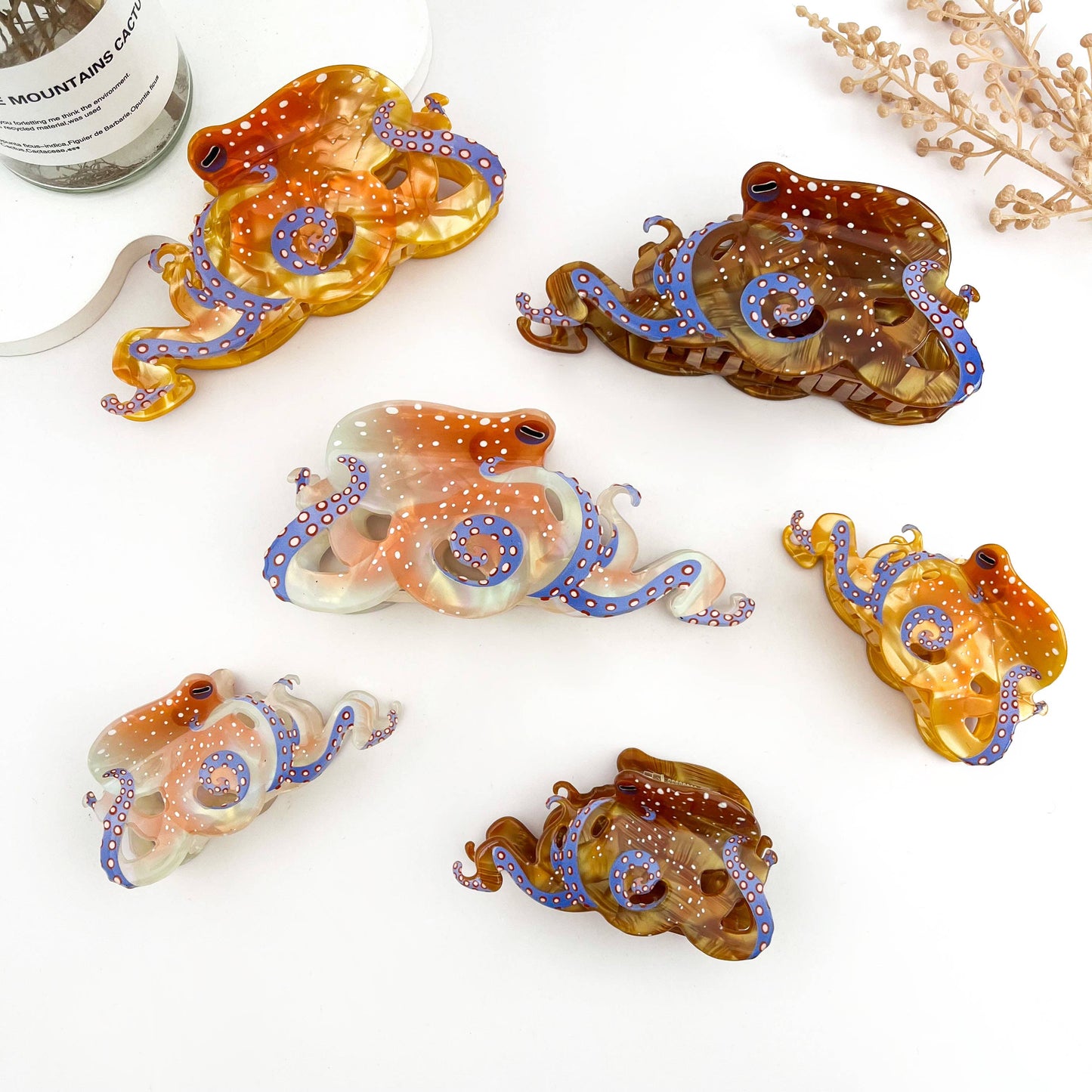 Creative Octopus Ocean Animal Hair Claw Clip: Orange / Medium