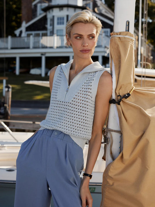 Bains Half Zip Tank | Plein Blue