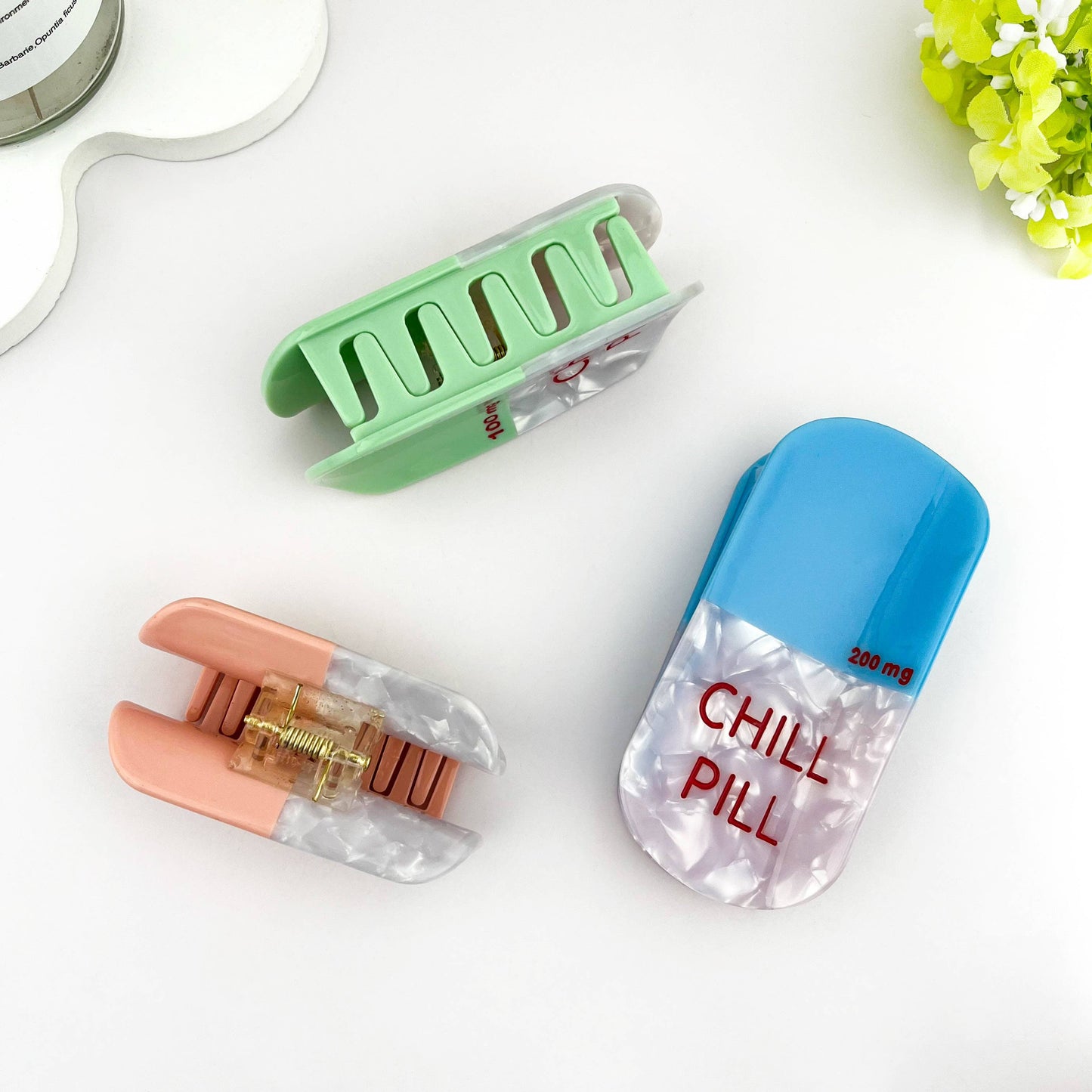 Sweet Dream Sleep Pill Acetate Hair Claw Clip: Green