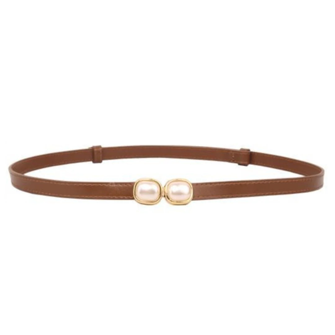 Pearl Buckle Belt | Brown