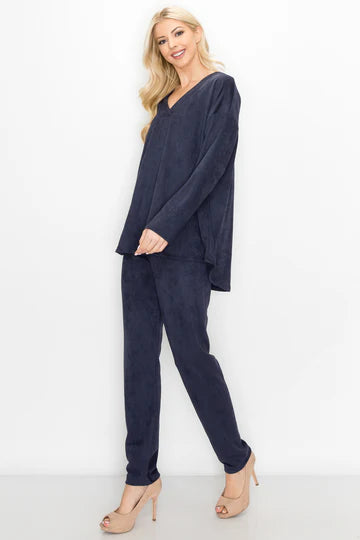 Annelise Suede Pant | Navy