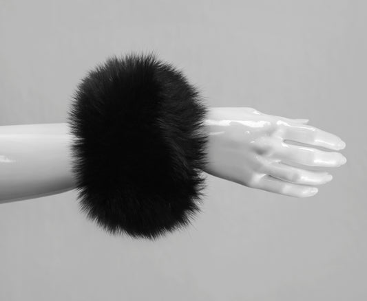 Fox Fur Snap Cuffs | Black