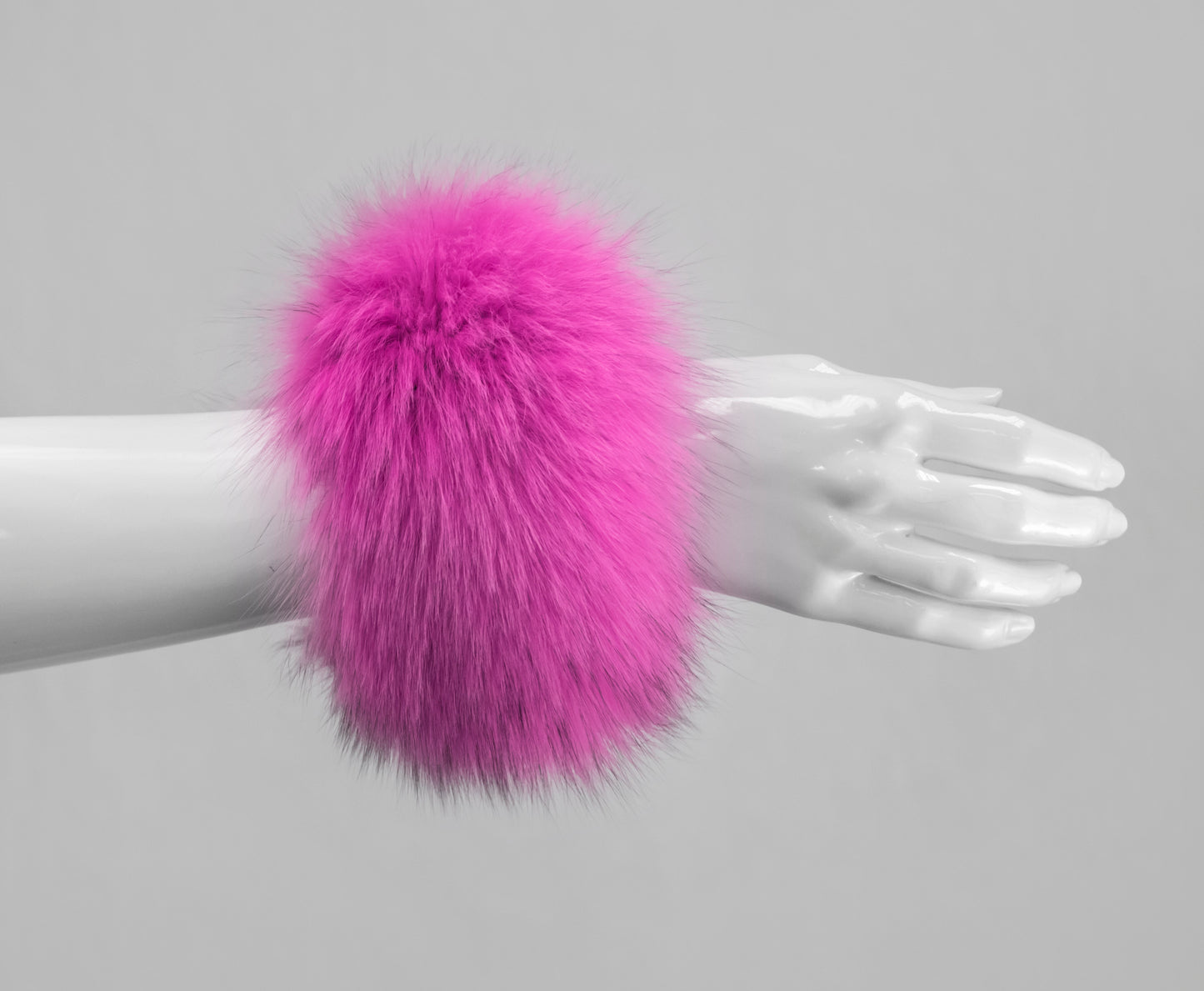 Fox Fur Snap Cuffs | Hot Pink