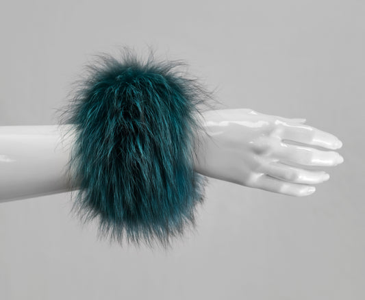 Fox Fur Snap Cuffs | Teal