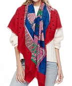 Tassel Print Square Scarf | Red