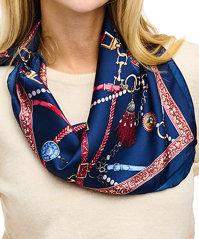 Horsebit Chain Bandana | Navy