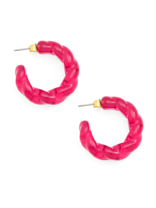 Lucite Twist Hoop | Hot Pink