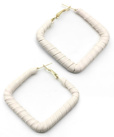 Wrapped Sq Earring | White