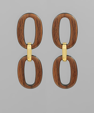 Wooden Oval Earrings