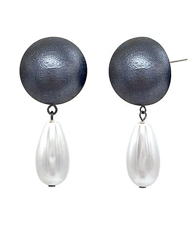 Wooden Dome Earring | Hematite