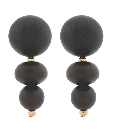 Wood Linear Earring | Black