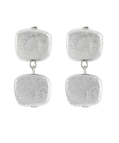 Linked Sq Earrings | Rhodium