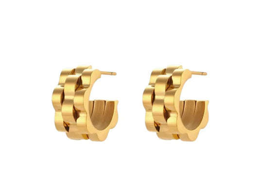 Gold Watchband Earrings
