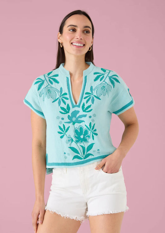 Ella Top | Mint Palmetto