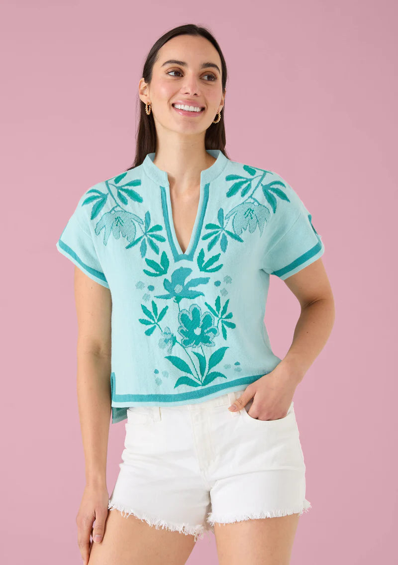 Ella Top | Mint Palmetto