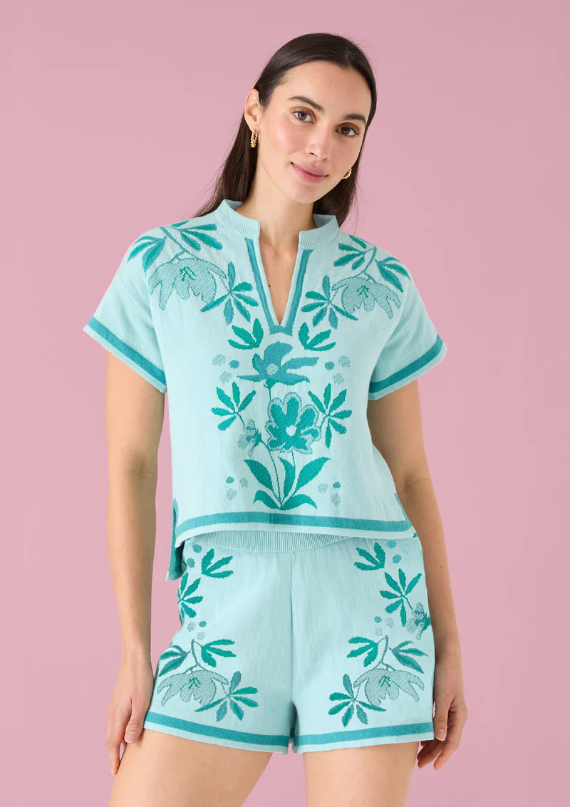 Ella Top | Mint Palmetto