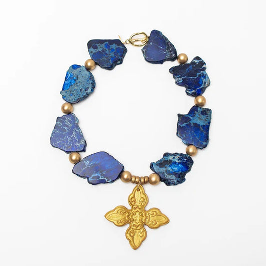 Kait Cross Necklace | Blue Sea