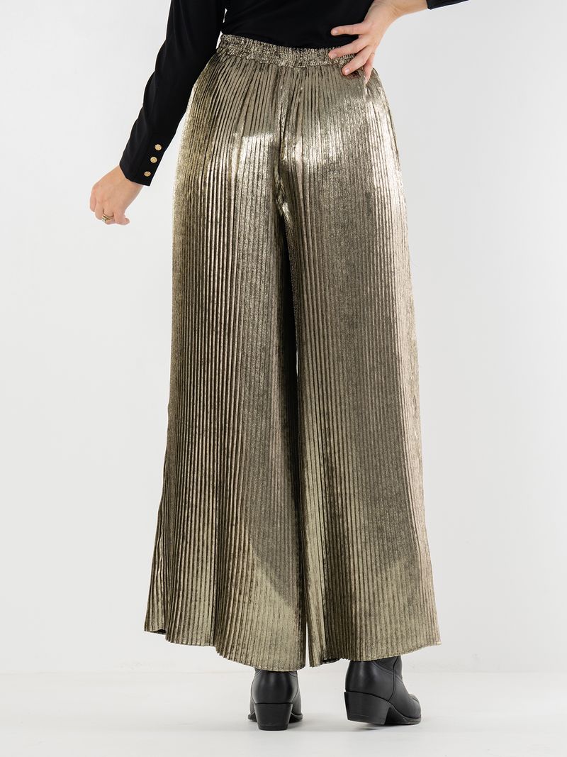 Pleated Pant | Blk/Gold