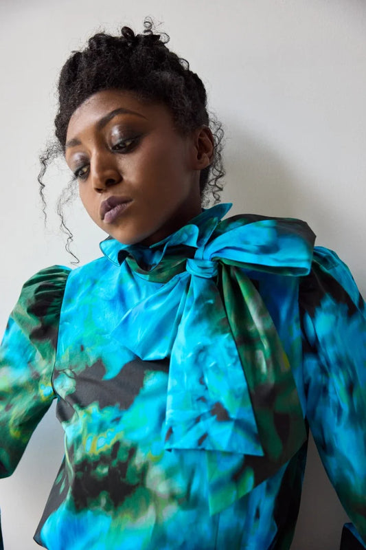 Side Tie Shirt | Shocking Floral Depths