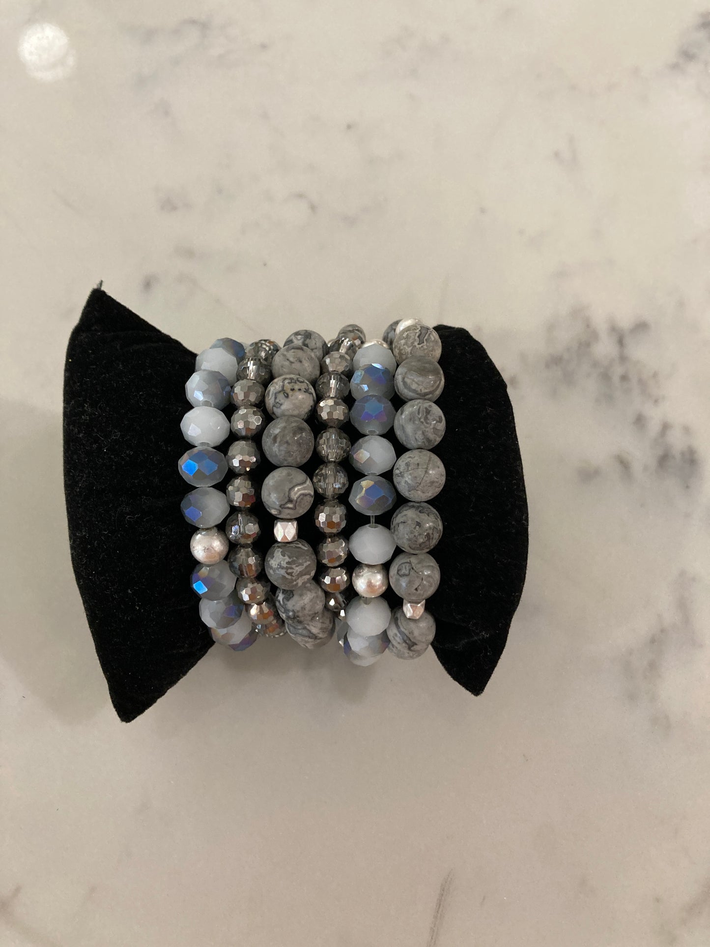 Stone & Glass 3 Row Bracelet
