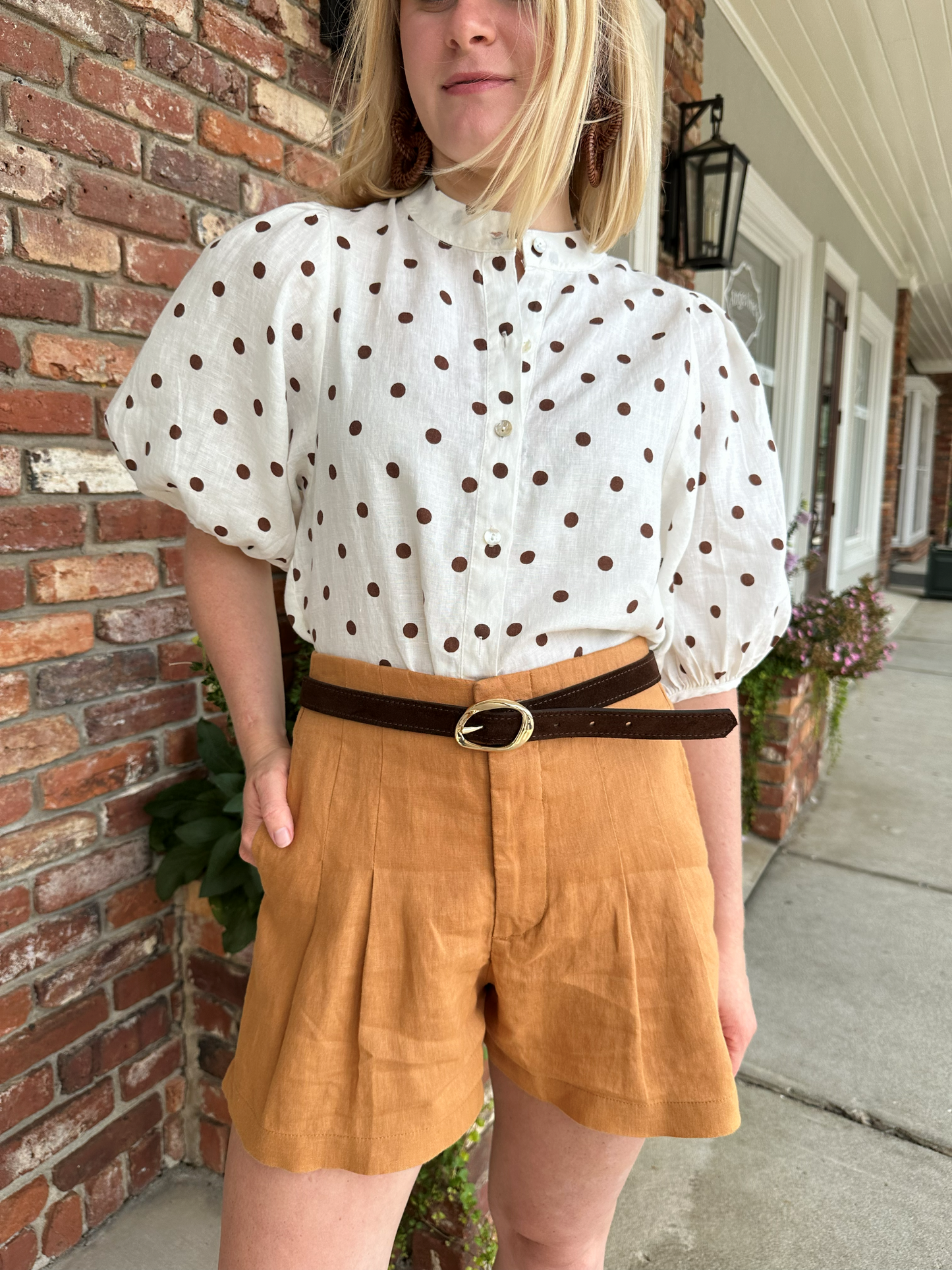 Bubble Linen Shirt | Brown