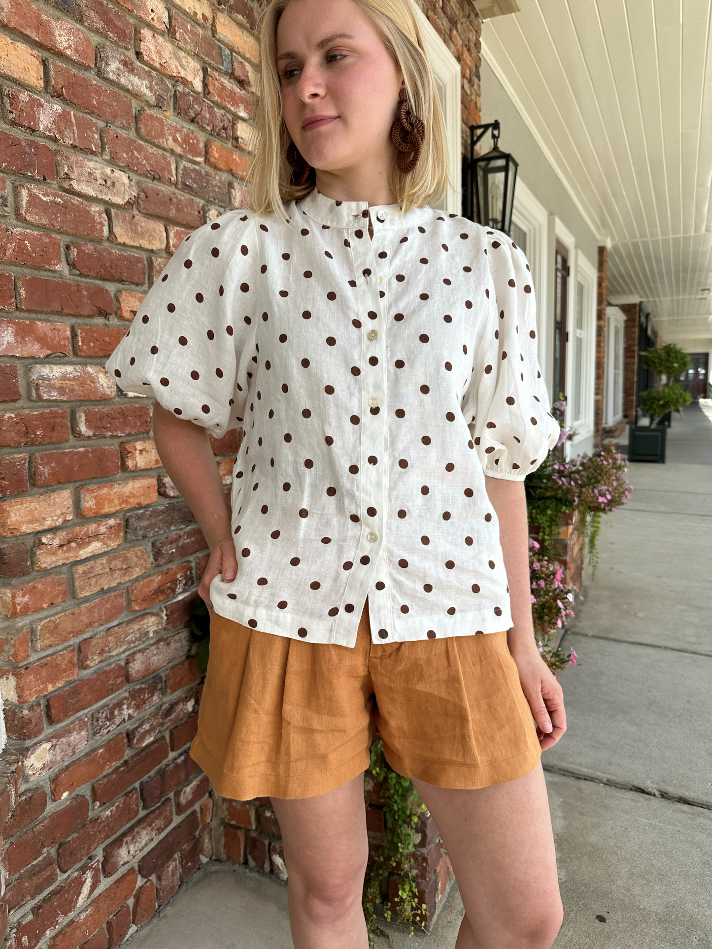Bubble Linen Shirt | Brown