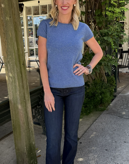 Cashmere Luxury Tee | Heather Blue