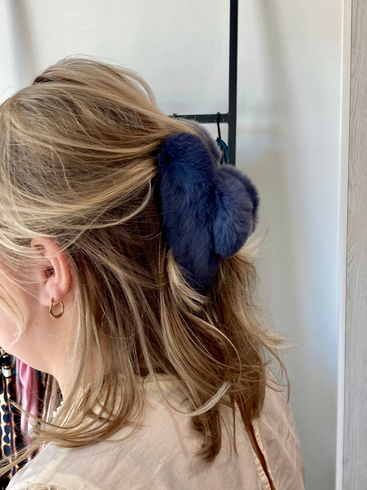 Fur Hair Clip | Grey