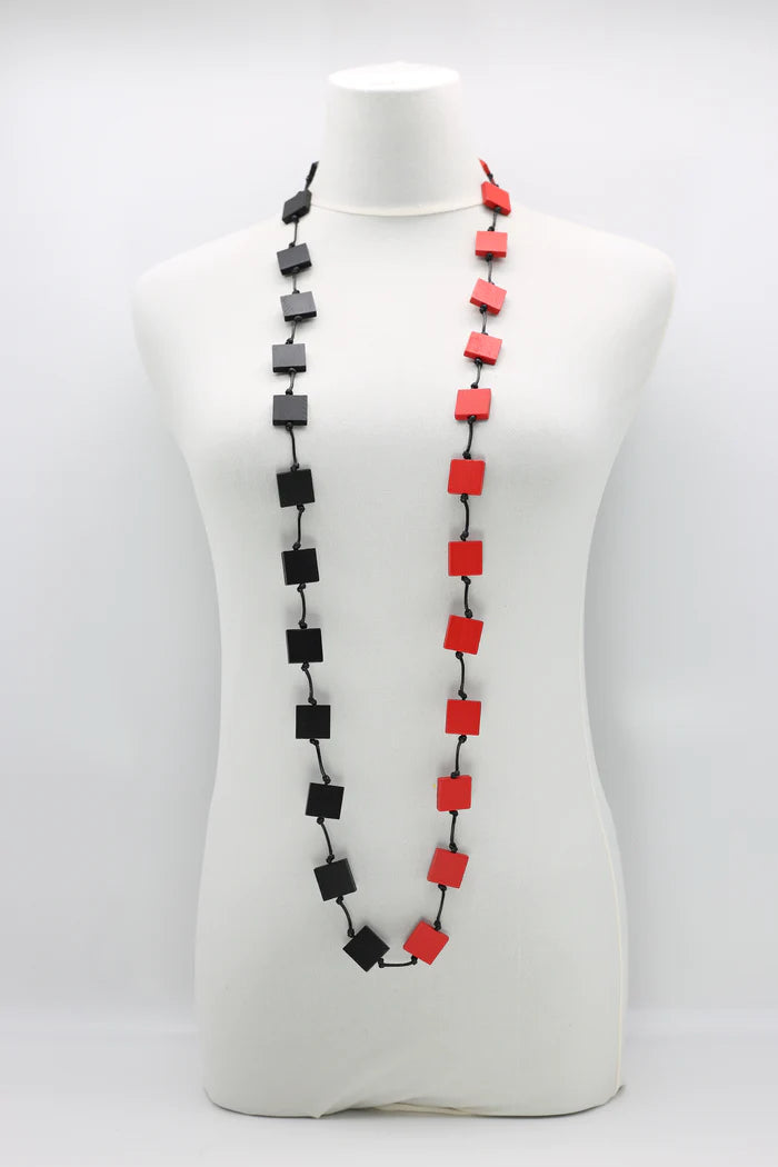 5 Strand Wood Squares | Red & Black