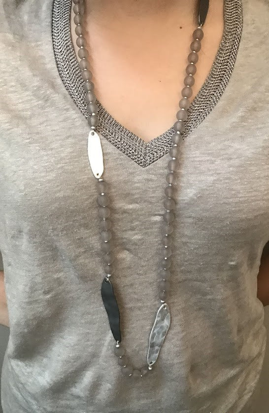 Silver Grey Long Necklace