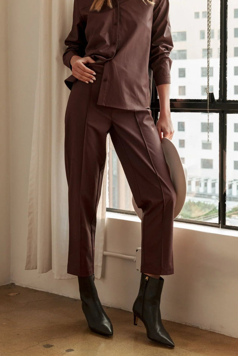 Jomara Leather Pant | Umber