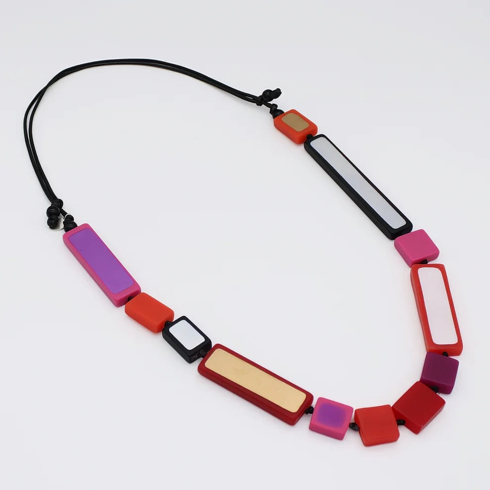 Pink Sloan Rectangles Statement Necklace