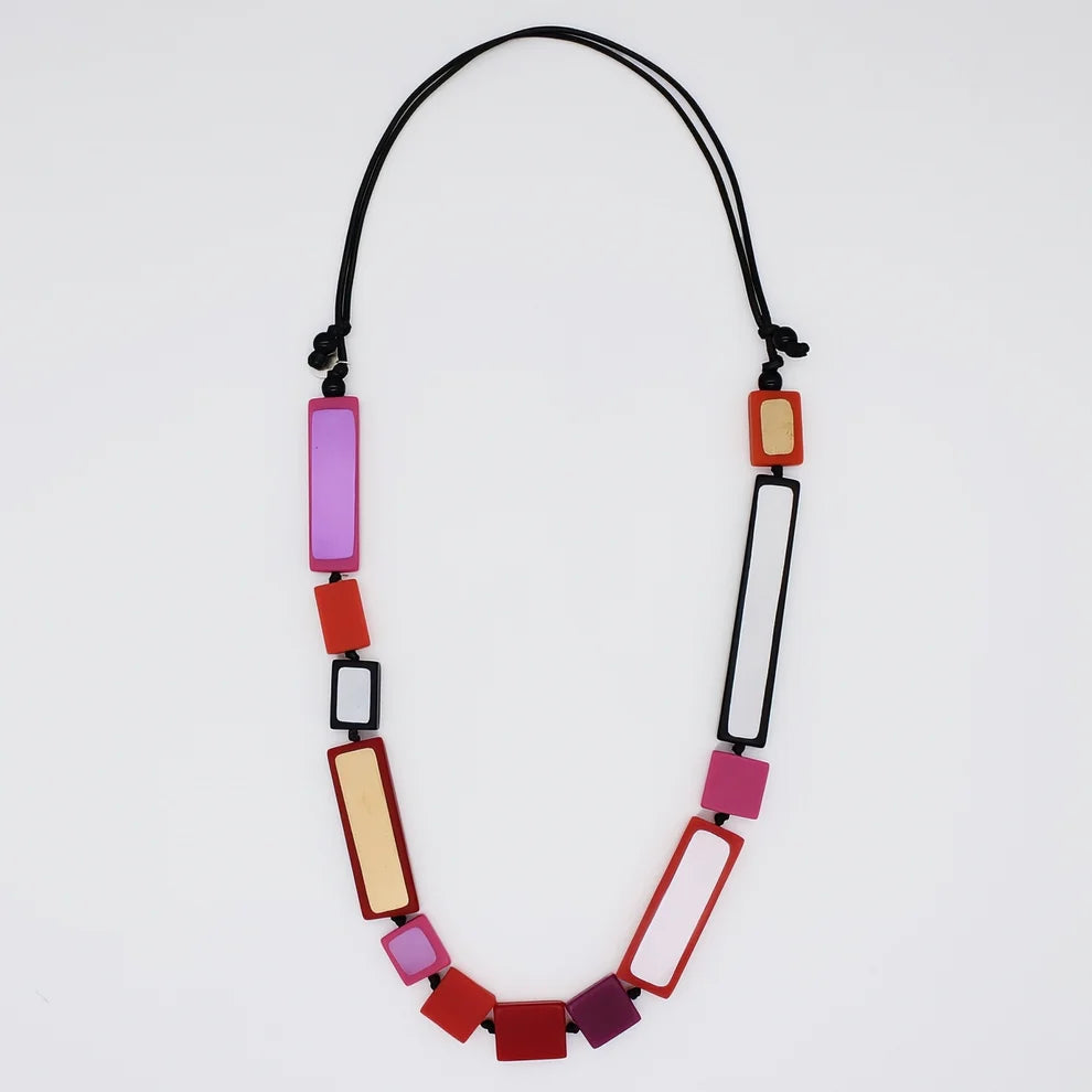 Pink Sloan Rectangles Statement Necklace