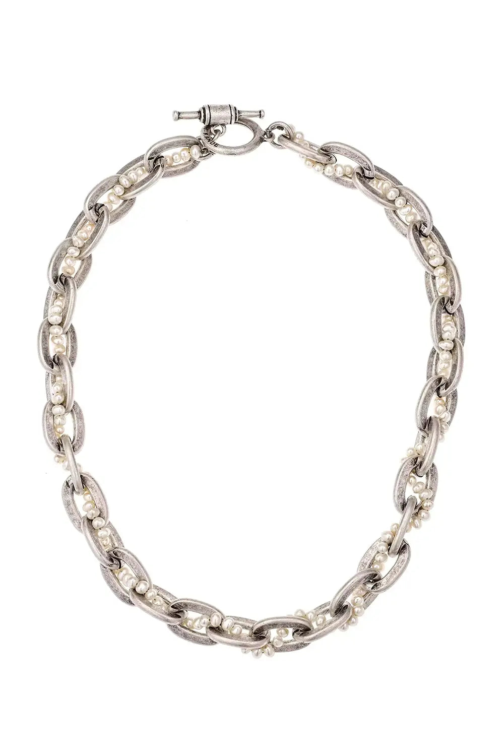 Silver Chain W Micro Pearls