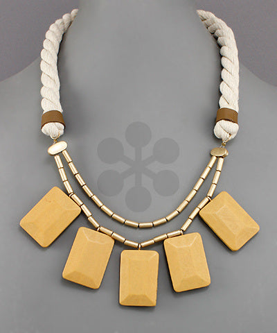 Rectangle Rope Necklace | Natural