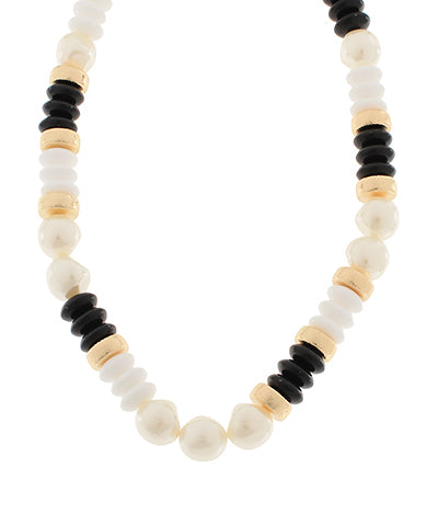 Pearl & Bead Necklace | Blk/Gld