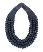 Wood Beaded Necklace | Navy