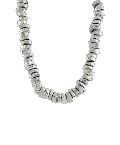 Organic Shape Necklace | Rhodium