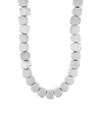 Textured Square Necklace | Rhodium