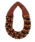 Woodball Beaded Necklace | Brown
