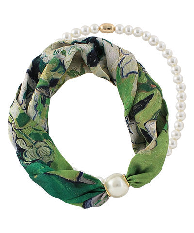 Scarf & Pearl Necklace