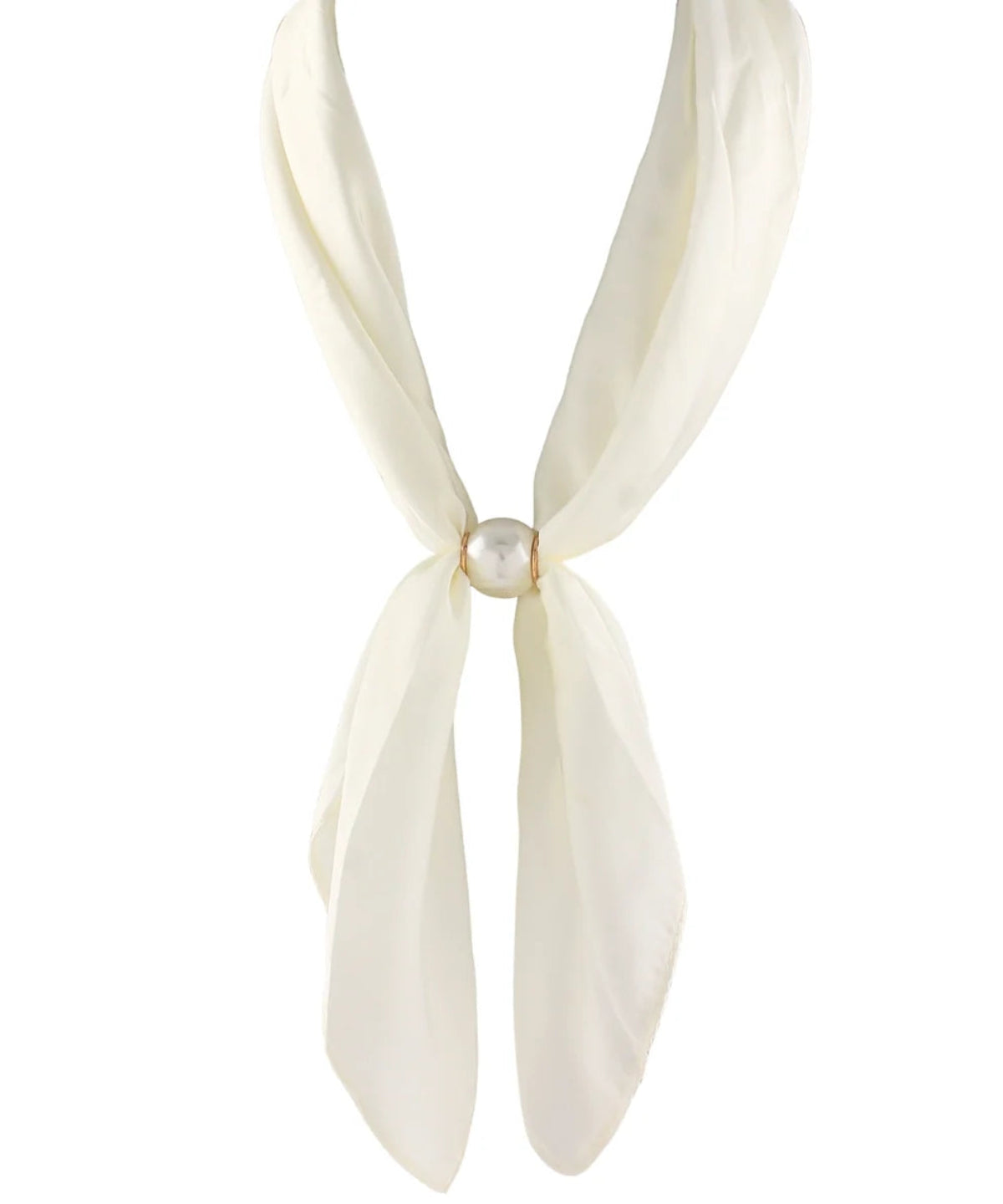 Accented Pearl Long Scarf | Ivory